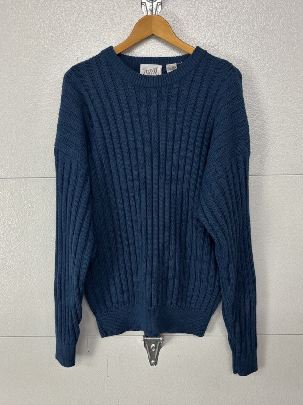 New Accents Sport Ribbed Mens XL Knit Sweater Pullover Blue Vintage Retro